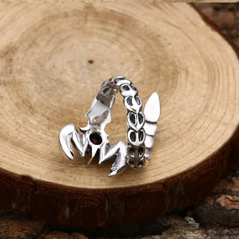 BOCAI New S925 Pure Silver Retro Personality Zircon Scorpion Engagement Ring Selected Gifts For Men And Women