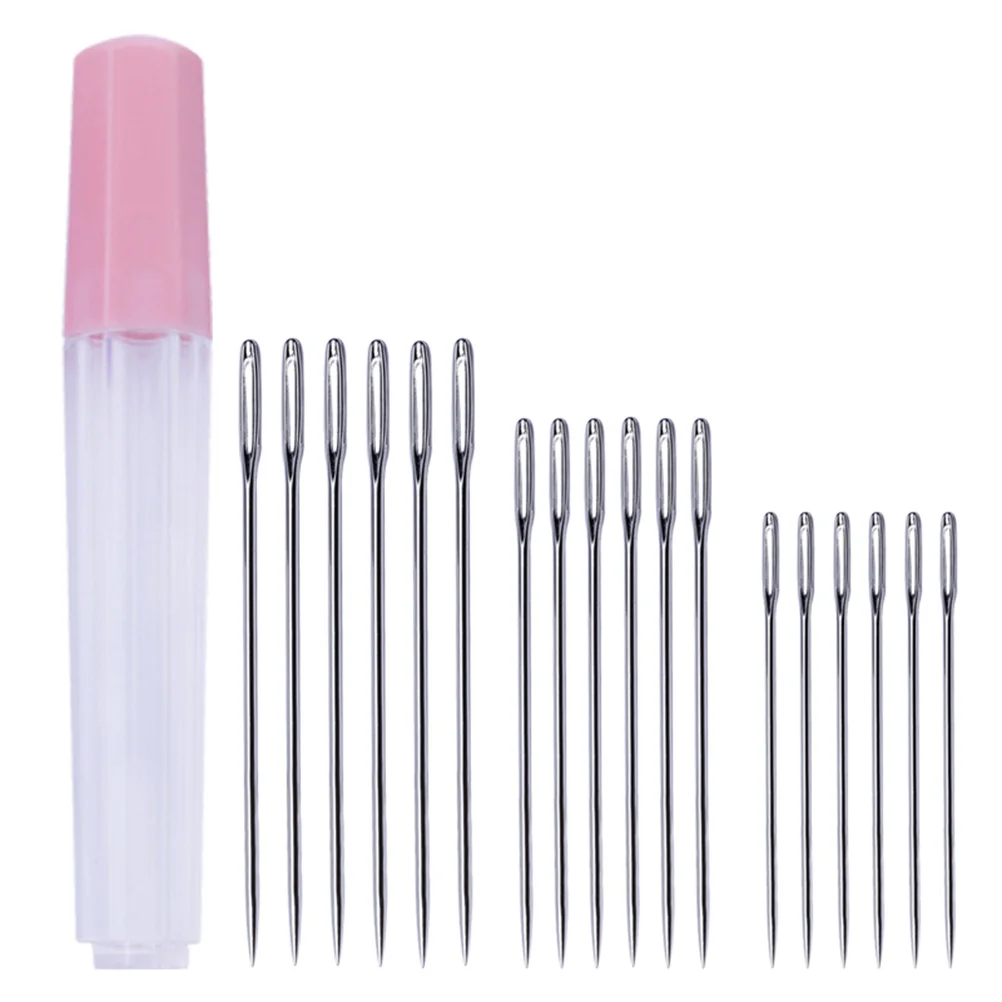 

19 pcs Hand Sewing Needle Set Stainless Steel Large Eye Pointed Needles For Stitching Sewing Crochet Knitting Craft Diy Cross