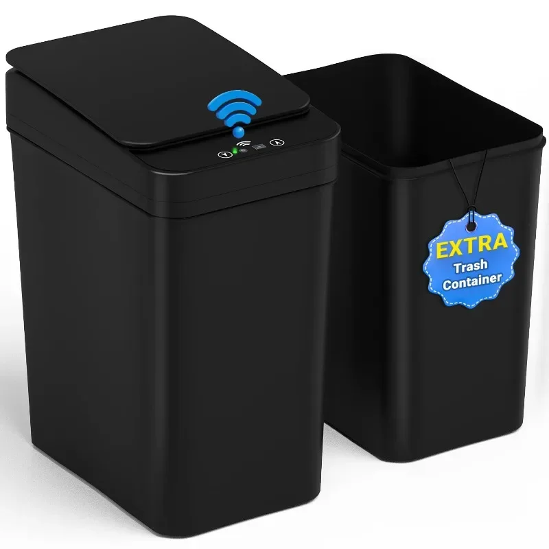 Bathroom Trash Can, 2.2 Gallon Automatic Motion Sensor Touchless Trash Can; with Extra Trash Container