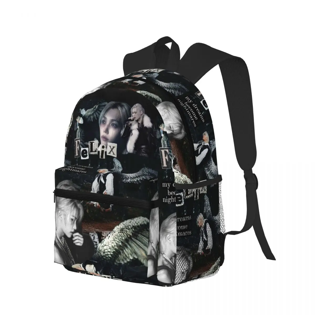 

FELIX Korean Kpop Singer Student Backpack School Bag Hiking Travel Daypack for Boys Girls Bookbag Shoulder Bags