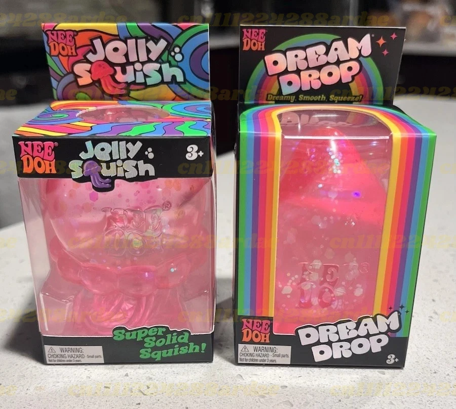 

Pink NeeDoh Pink Jelly Squish & Dream Drop Set of 2 Authentic for Anxiety & Focus Desk Sensory Cube