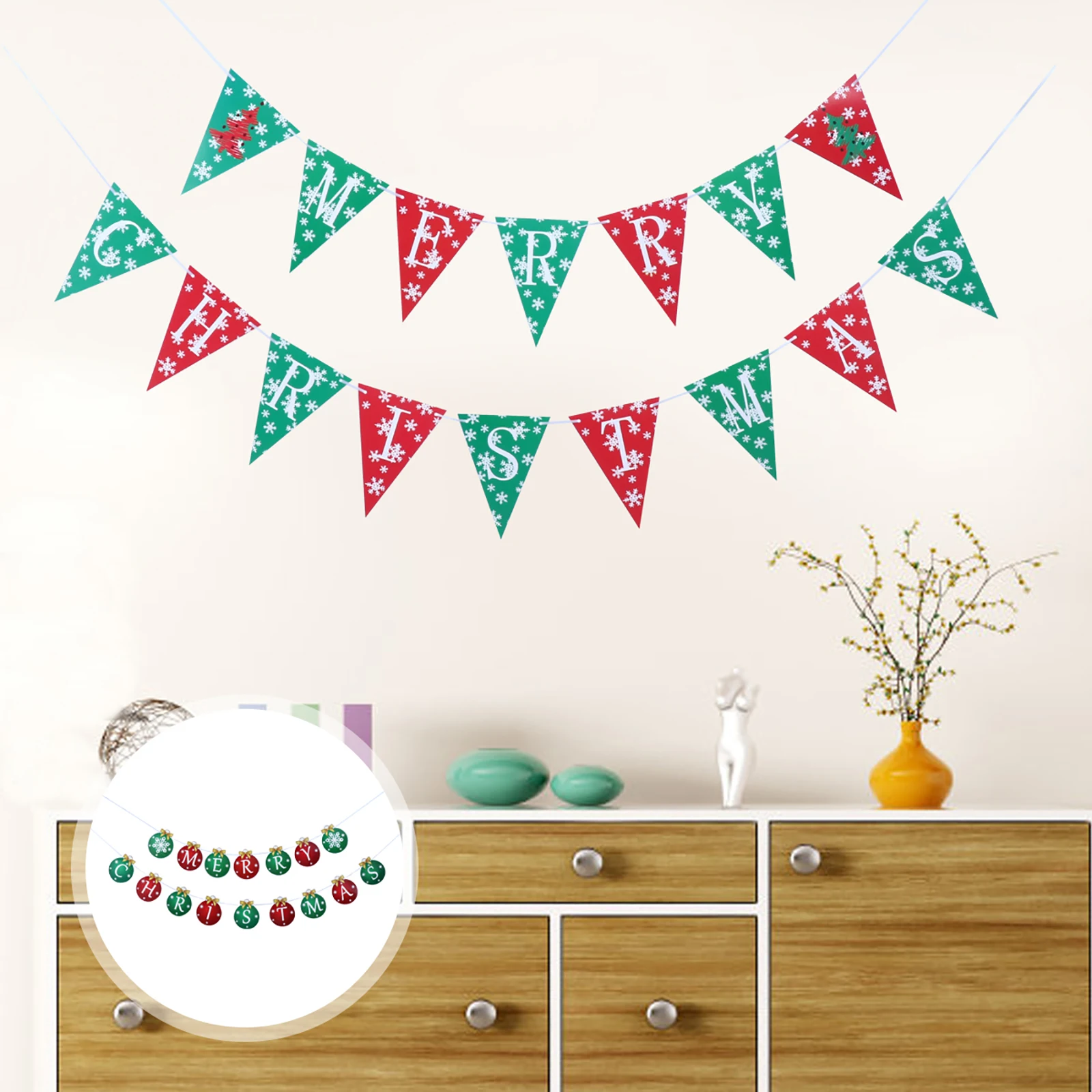 

Christmas Decoration Banner Paper Bunting Merry Christmas Letter Design Hanging Party Supplies Photo Props Holiday naments Mini