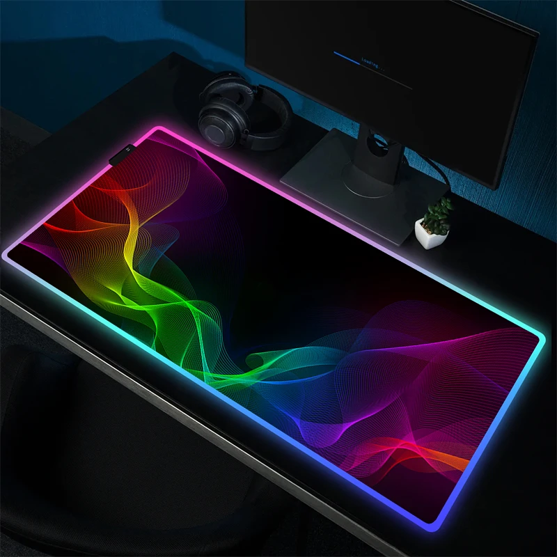 Черный и белый коврик для мыши, нескользящий RGB коврик для мыши, большой игровой коврик для мыши, аксессуары для компьютера, Настольный коврик для игры с HD-печатью XL