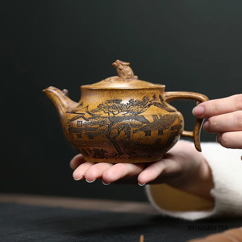

Yixing Purple Clay Teapot Handmade Landscape Beauty Tea Pot Tradition Household Kettle Chinese Zisha Tea Set Teaware 270ml