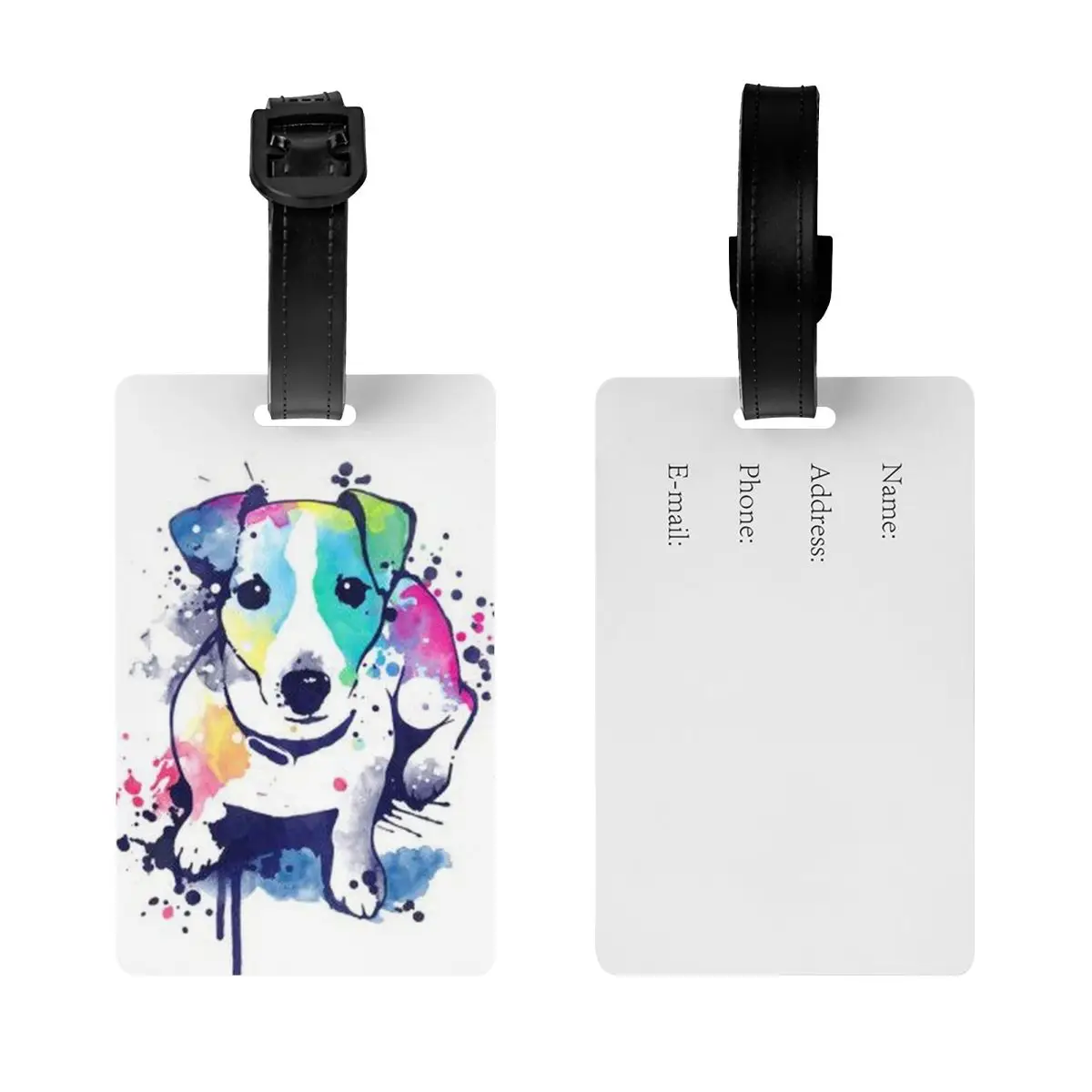 Jack Russell Terriër Hond Kunst Bagage Tags Aangepaste Bagagelabels Privacy Cover Naam Id Kaart