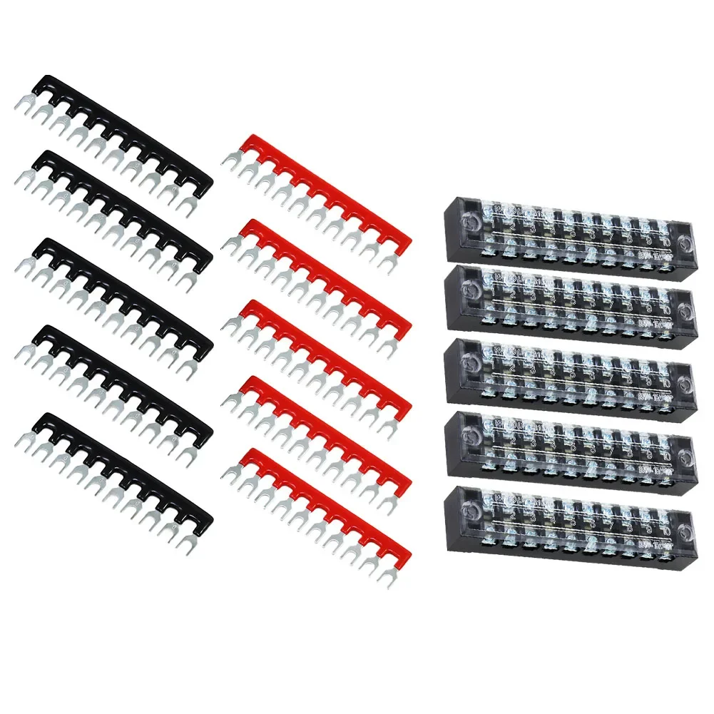 

TB-2510 600V 25A Screw Terminal Strip 10Position Double Row Screw Terminal Block For Household Appliances Electronic Circuits