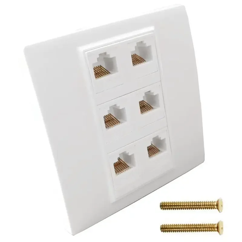 Ethernet Wall Plate 1 Port 2 Ports 3 Ports 4 Ports 6 Ports Gigabit Buckle Panel Network CAT6 Signal Solderless Socket 86 * 86mm