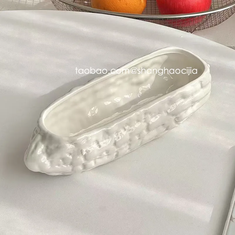 Creative Bitter Melon Shaped Ceramic Bowl 2026 New Green Salad Snack Bowls 800ml Creative Home Underglaze Color Tableware