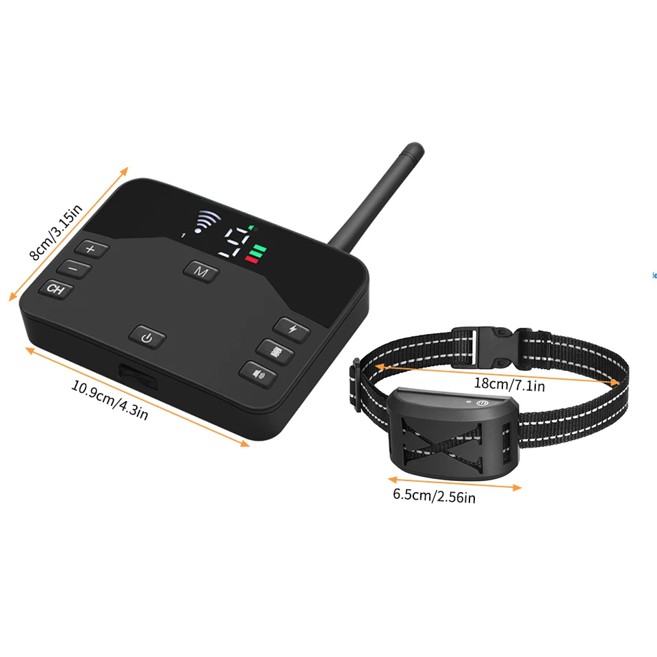 2-in-1 kabelloser elektrischer Zaun für Hunde und Elektroschocker, Trainingshalsband mit Fernbedienung und verstellbarem Piepton, Vibrationsschock, wiederaufladbar – Detail 10