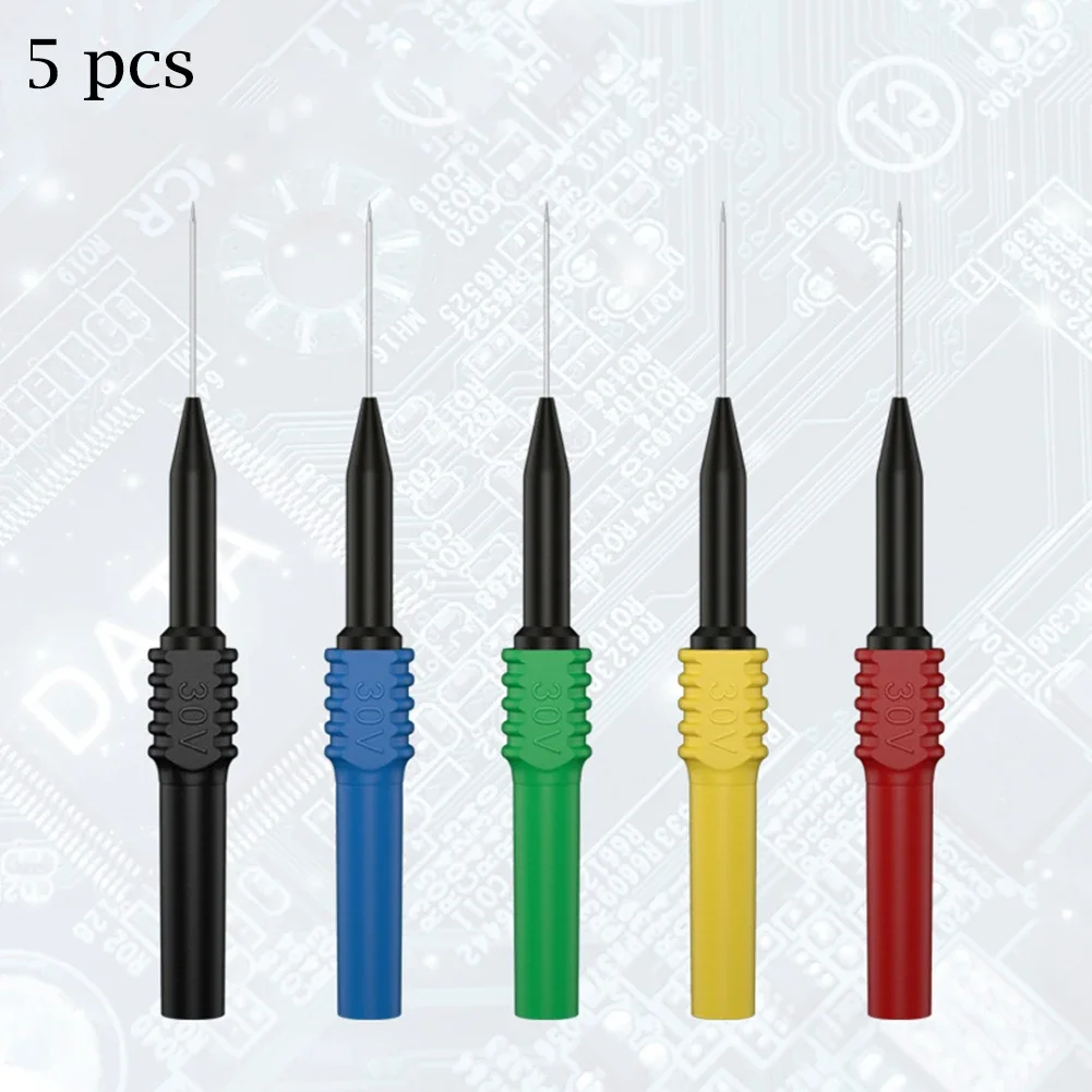 Multimeter Test Probe Nondestructive Probe Set Probe 30-60V/30A Multimeter 4mm 5PCS AC/DC Head/Needle Insulated