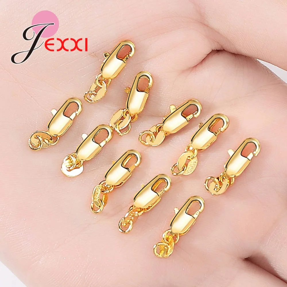 10PCS 925 Sterling Silver Metal Lobster Clasps Hooks Bracelet End Connectors for Jewelry Making DIY Necklace Accessories