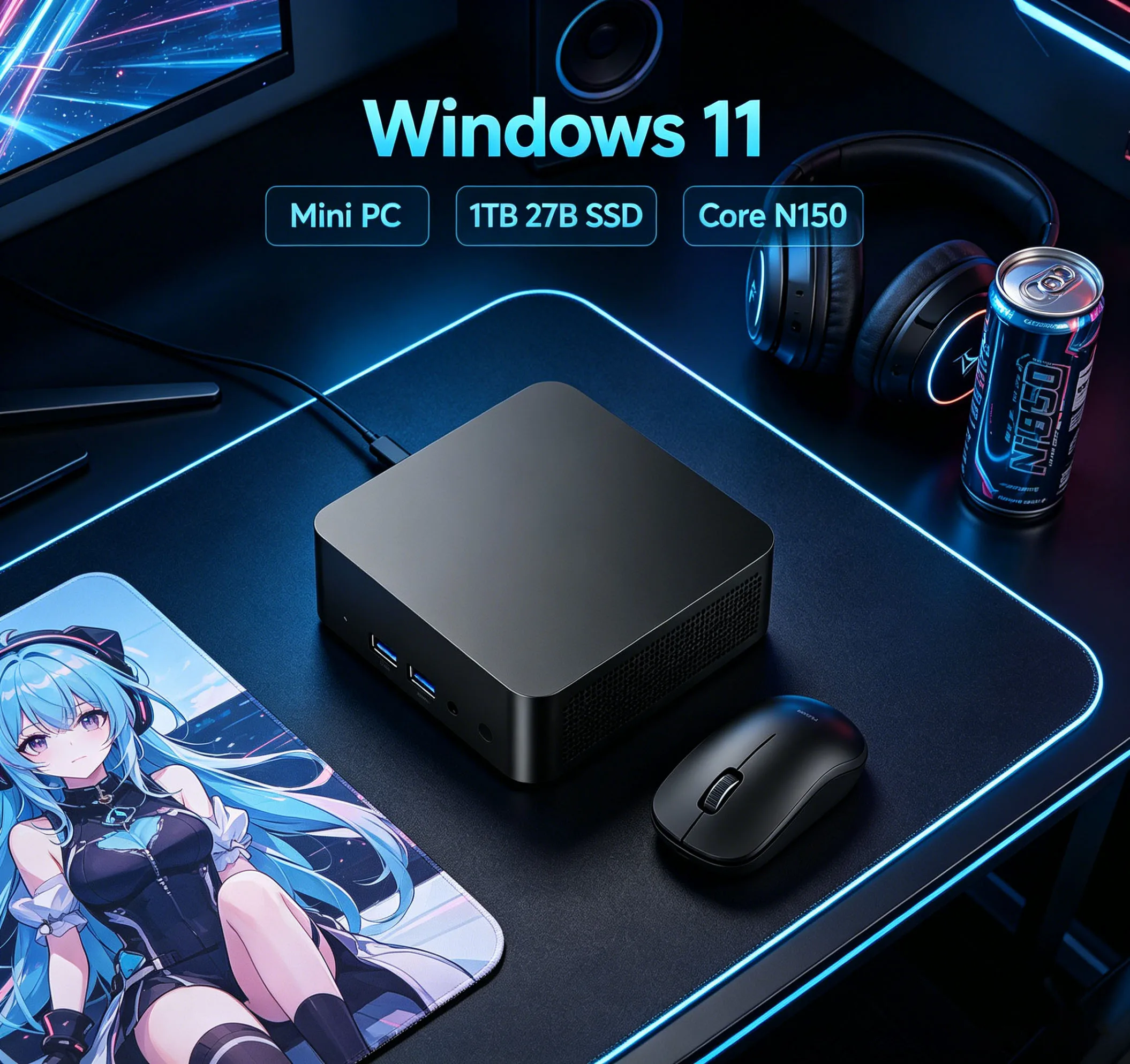 MINI PC Windows 11 Pro Small Pocket Computer 32GB RAM 1TB 2TB SSD WIFI 6 BT5.2 4K HD Mini Gaming Office Study Pc Core N150