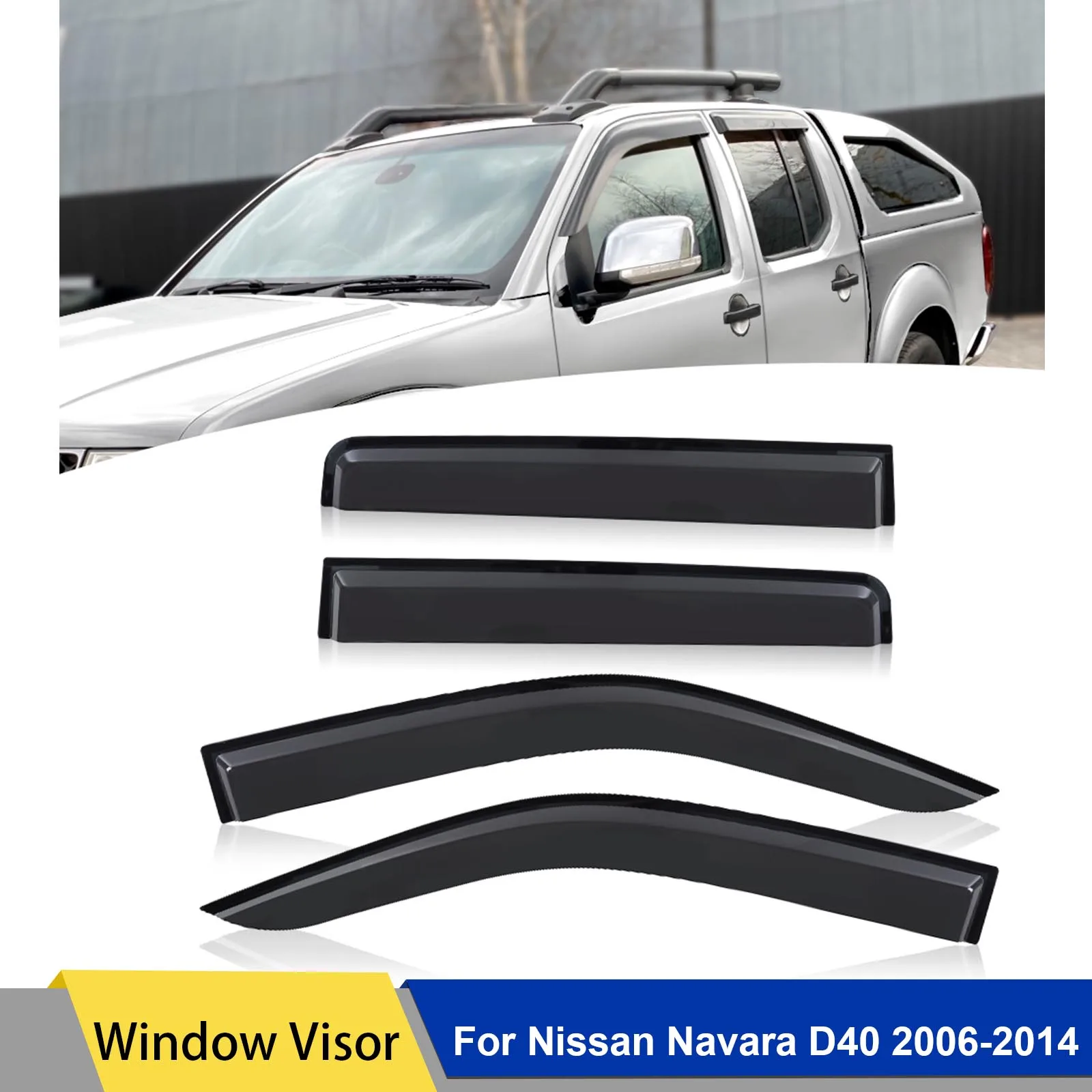 Sun Rain Guards Side Window Deflector Window Visor for Nissan Navara D40 2006-2014 4PCS/SET Door Rain Double Cabin  Accessories