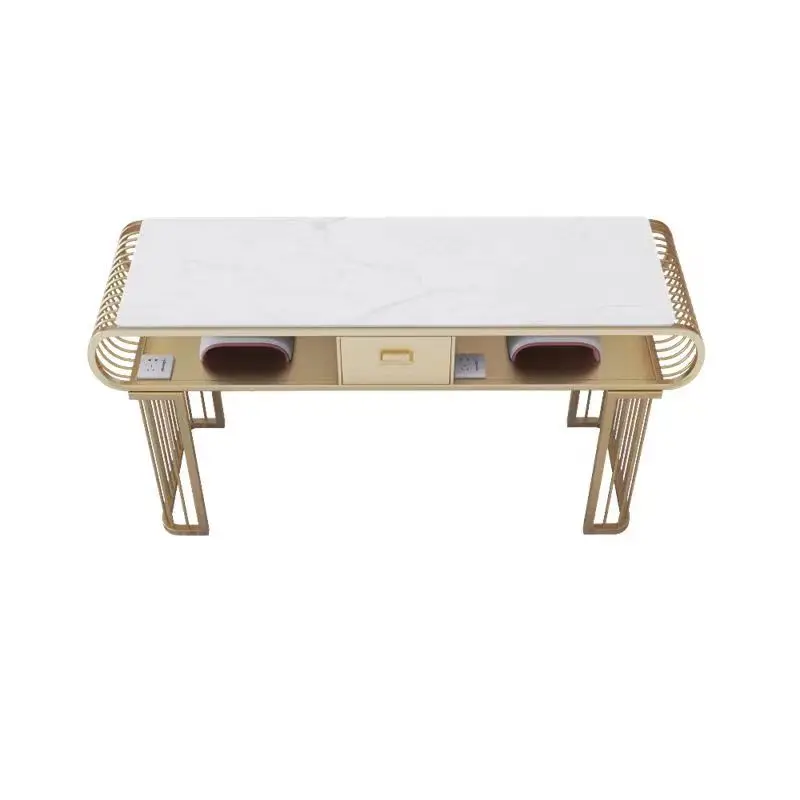 Light luxury manicure table iron art multi-person manicure table marble countertop manicure table chair set combination