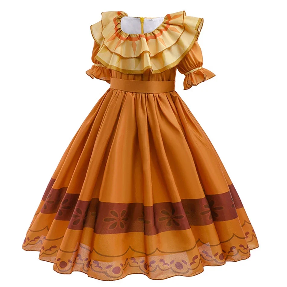 

2025 Pepa robe Encanto pour filles, Costume de princesse pour enfants, Cosplay, carnaval Mirabel, vêtements fantaisie à