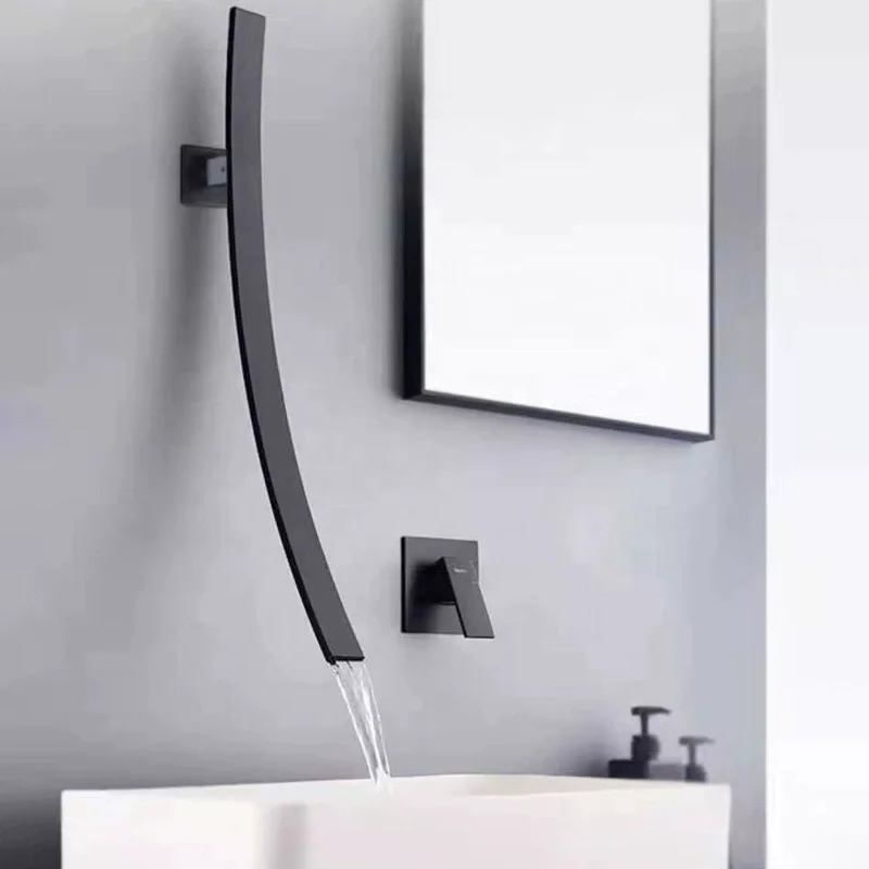 

Настенный смеситель для раковины в ванной комнате, латунный смеситель для раковины, смеситель для горячей и холодной воды, водопад для ванной комнаты, смеситель для раковины, кран для унитаза