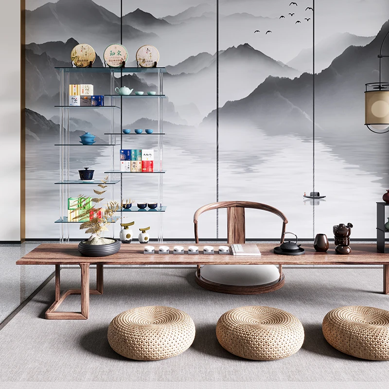 

Teacup rack New Chinese Duobao Pavilion tea display cabinet Acrylic Bogu rack ornament cabinet Tea set rack Living room