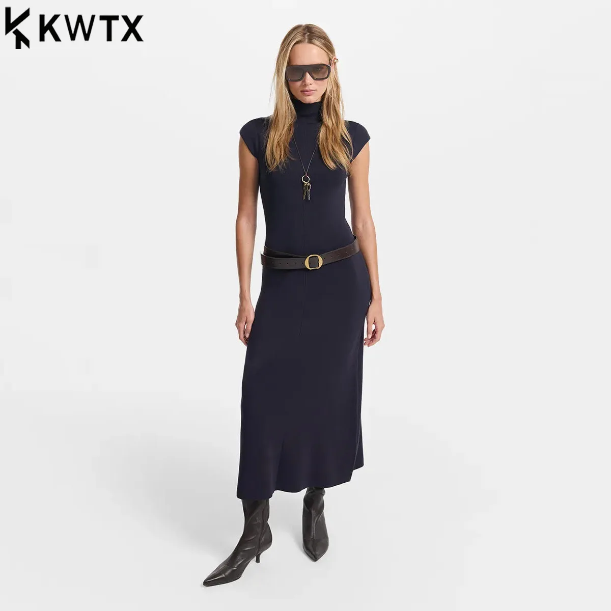 فستان KWTX أنيق منسوج أنيق موضة ربيع وصيف 2026 للحفلات والمكتب ملابس الشارع تصميم بسيط ومتطور #1