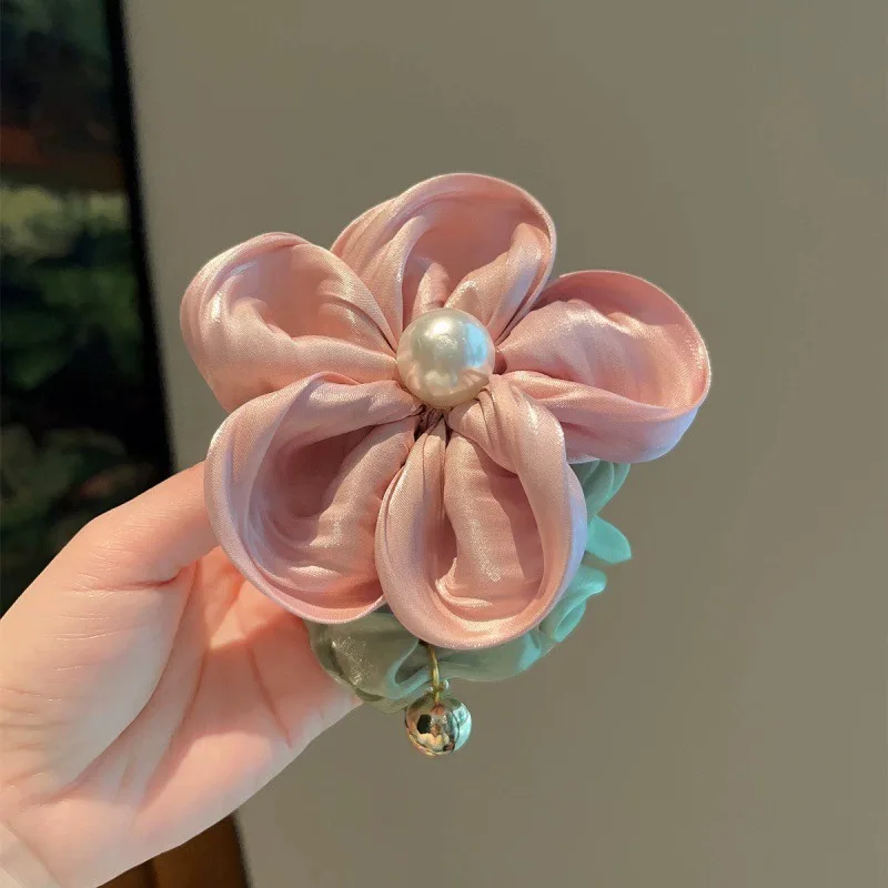 1pc Premium Perle Blume Haarband Krawatte Haar haltbares Stirnband vielseitiges Dickdarm band Krawatte Haar hochela tisches Gummiband – Detail 6