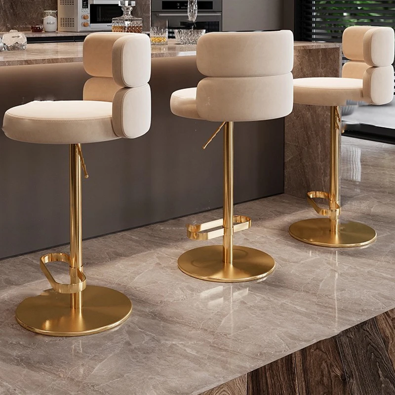 Swivel Accent Barstools High Living Room Designer Design Adjustable Gray Barstools Metal Comfortable Banqueta Bar Furniture