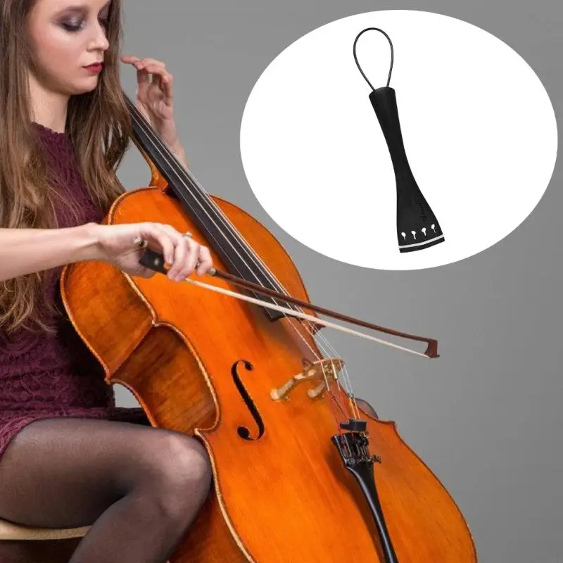 Premium Ebony Cello Tailpiece With Tailgut For Enhanced Sound Resonance And Secure Attachment On All Cello Instruments