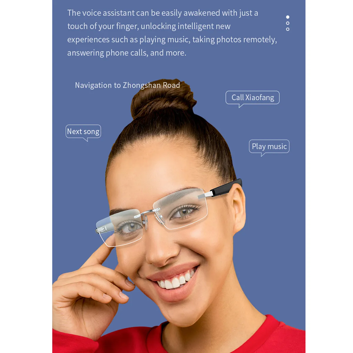 Supporto per occhiali intelligenti Scambio Lenti per miopia Chiamata Bluetooth AI Assistente vocale Navigazione Ascolta brani Occhiali per traduzione intelligente
