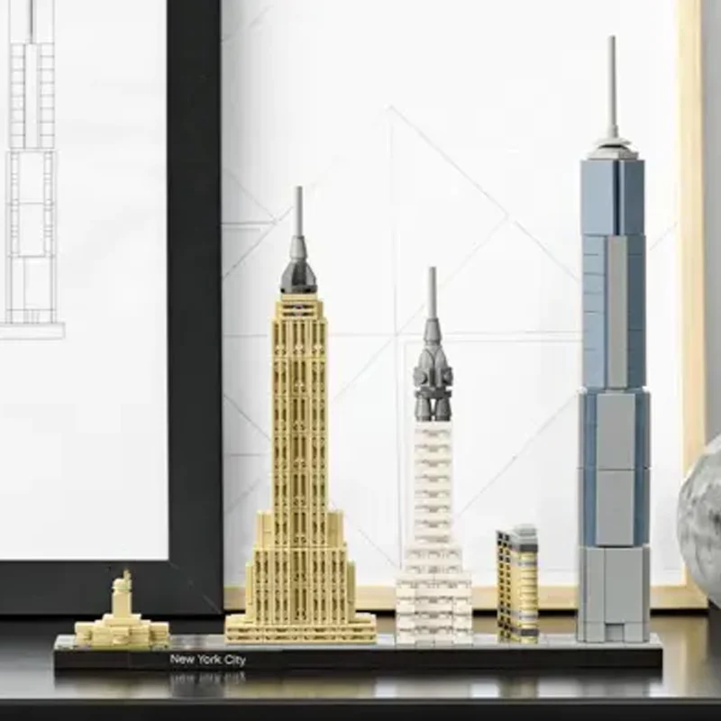 598 قطعة خبير إبداعي عرض الشارع نيويورك نموذج العمارة أفق المدينة البناء اللبنات مجموعة ألعاب هدايا للطفل