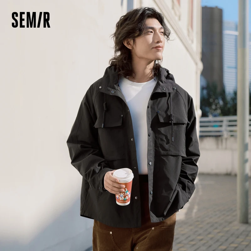 Semir Jacket Men 2024 Spring New Simple Solid Color Daily Commuter Jacket Fashion Outdoor Workwear Style Top