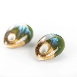 21# 4pcs Broad bean Shape Colorful Porcelain Beads For Jewelry Making China DIY China Ceramics beads #IY128