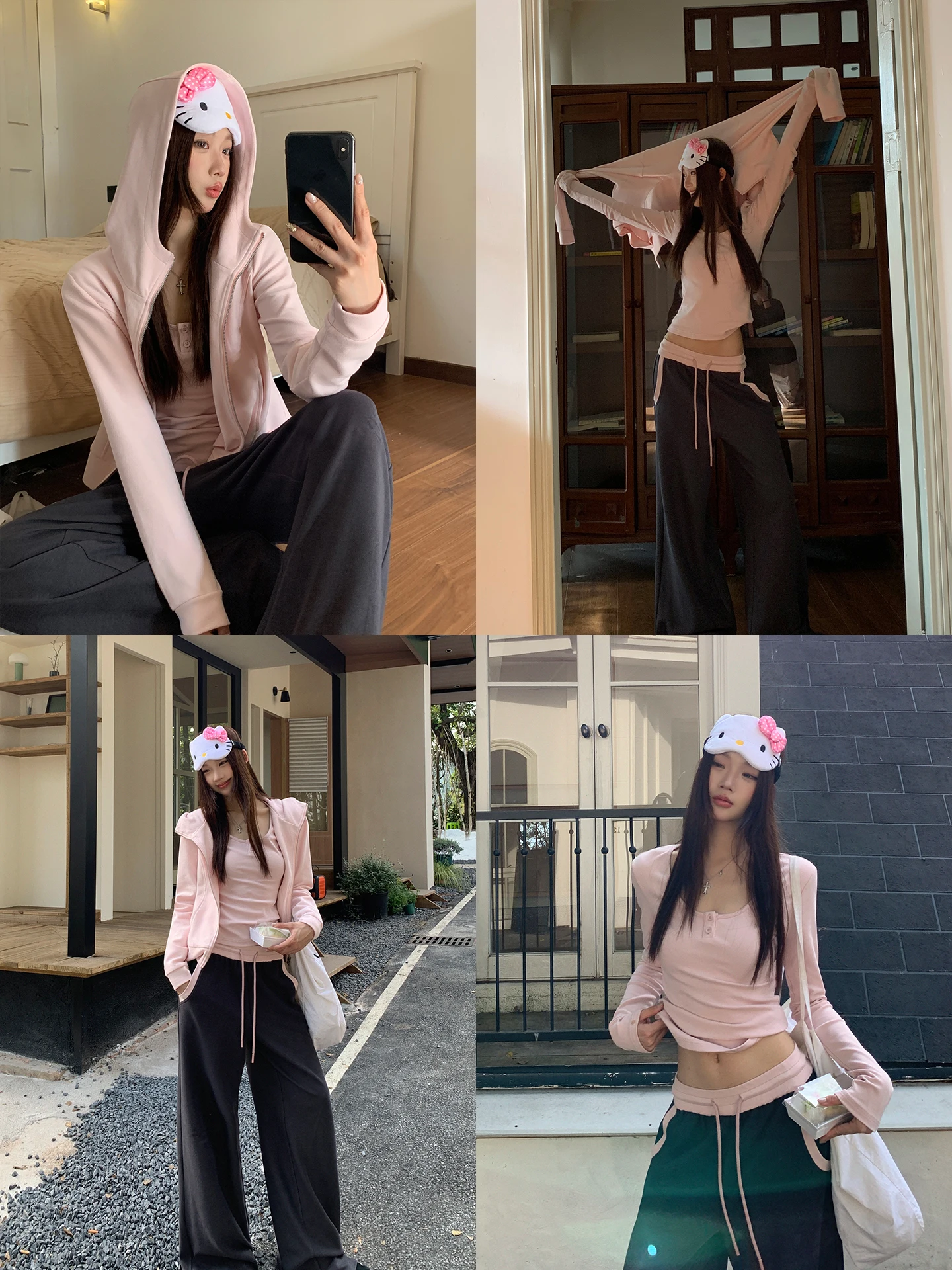 

ort Hooded Jaet Women's Pink Korean Sle Casual Cotton Coat for Autumn Winter Straight Cut Long Sve Zipper Closure