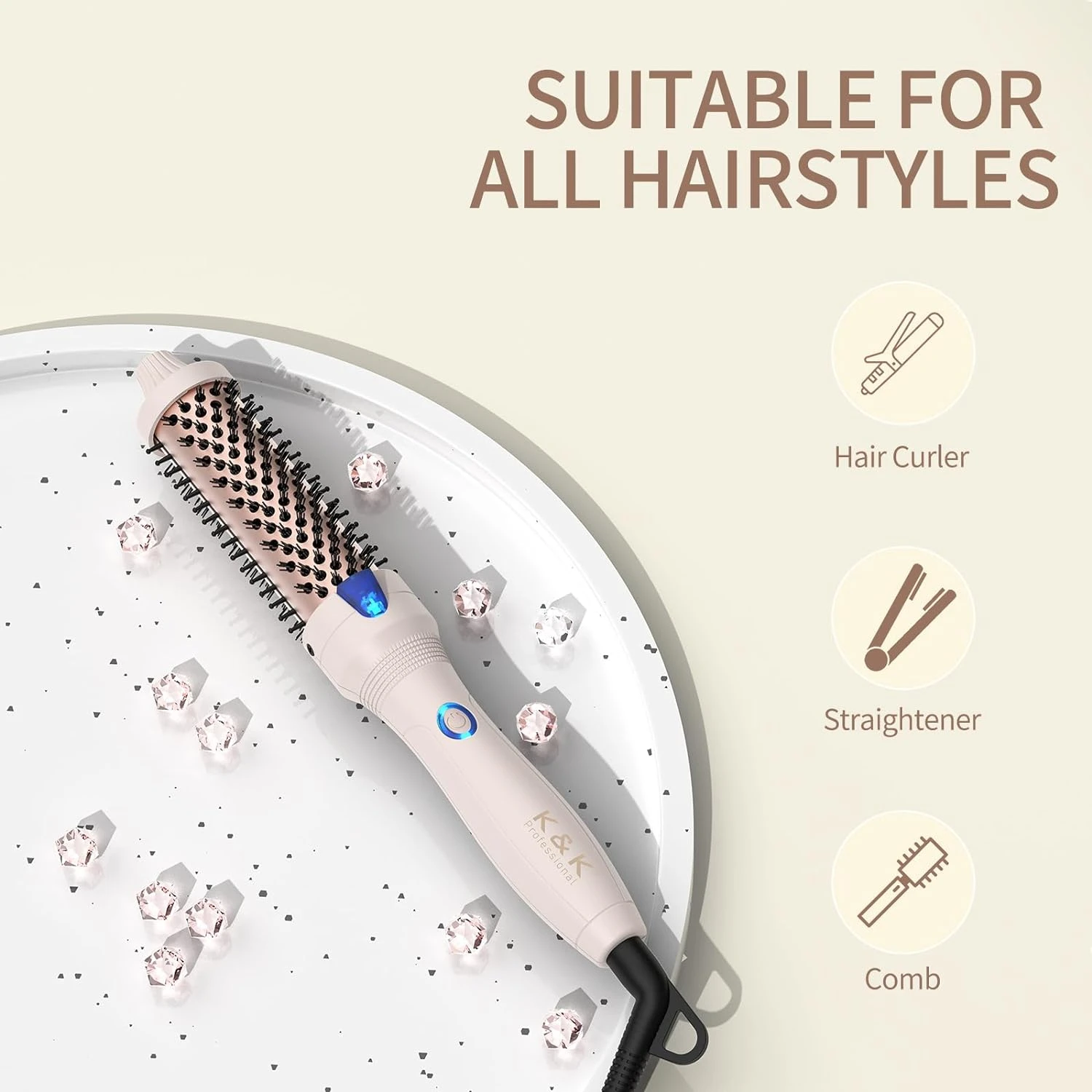 Не требует усилий. Потрясающе надувные и объемные локоны с помощью K&K керамической турмалиновой ионной термощетки. Плойка Hot Bru.