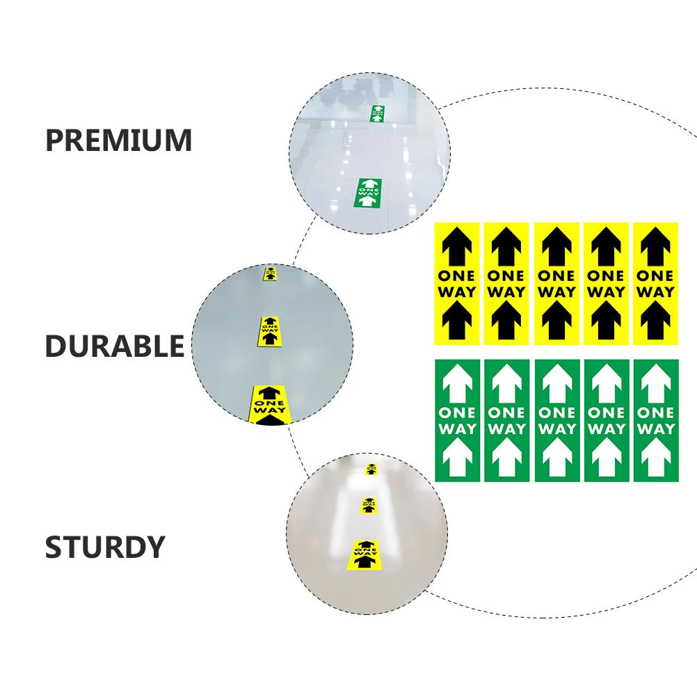 10pcs Safety Floor Decals One Way Arrow Sticker Durable Pvc Ground Sign For Supermarket Mall Bank Store Social Distance Warning