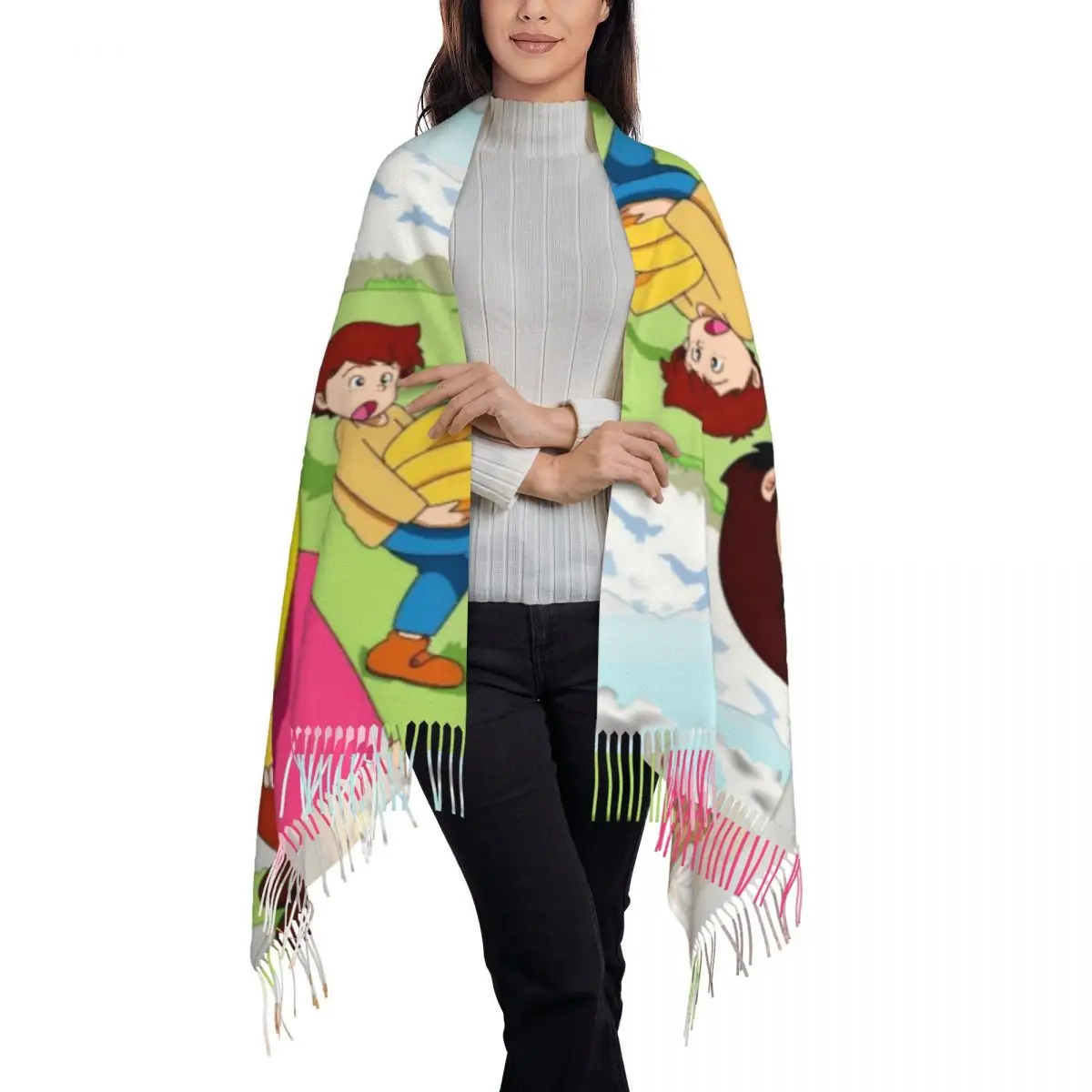 Personalized Print Heidi With Peter Help Her Grandfather Scarf Women Men Winter Warm Scarves Snow Alps Mountain Shawl Wrap view 3