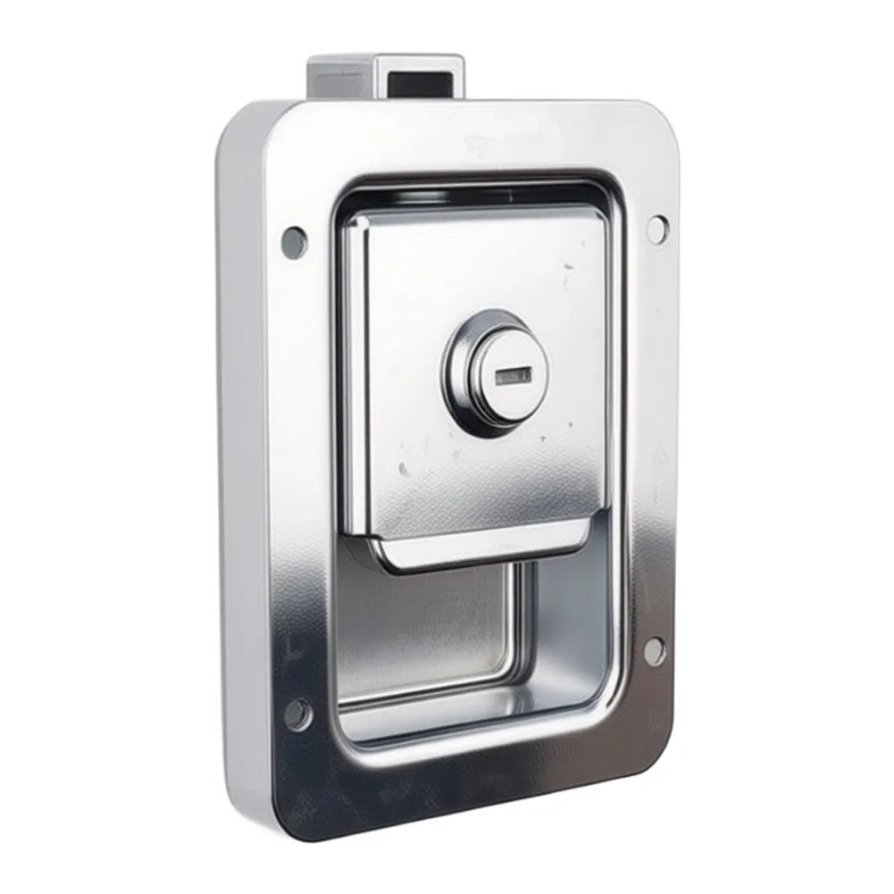 GS-7W Chrome Steel Cabinet Door Lock Panel 120x90mm With Round Cylinder For Industrial Equipment Security Replacement Part