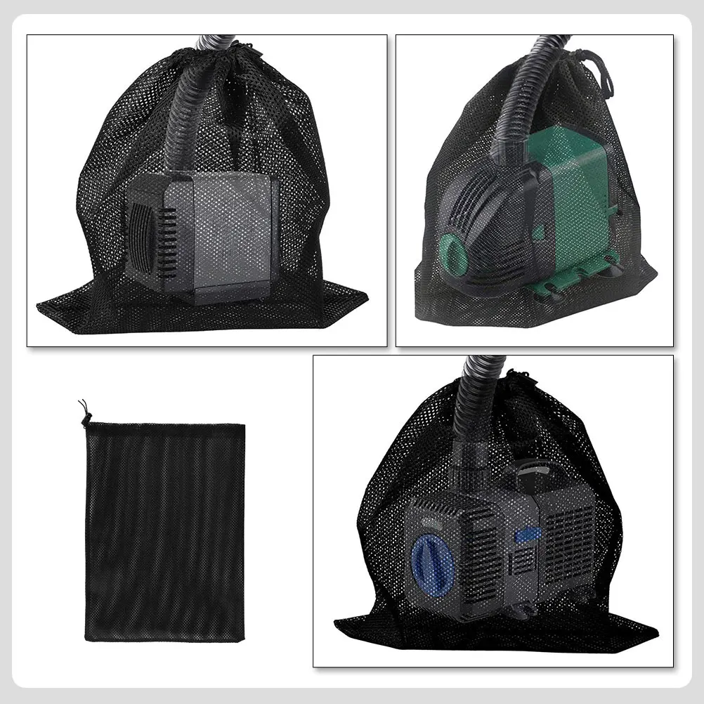 حقيبة مرشح مضخة حوض السمك، حاجز مضخة بركة برباط شبكي لإزالة الحطام، سلامة الأسماك، استبدال سهل التنظيف