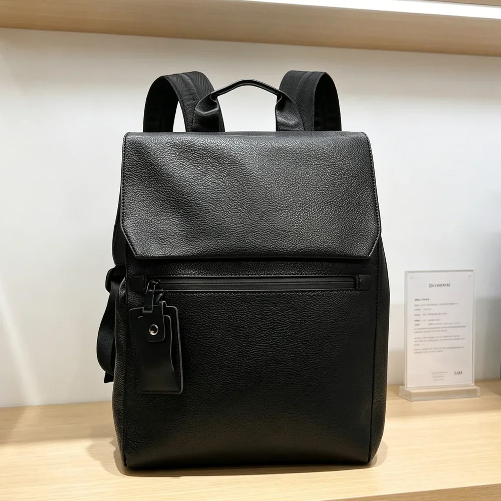 Luxuriöser Mode-Rucksack für Herren, Große Kapazität Reisetaschen, Herren-Rucksäcke aus Weichem PU-Leder, Laptop-Taschen mit Klappe, Schultaschen für Männer, Büchertaschen – Detail 2
