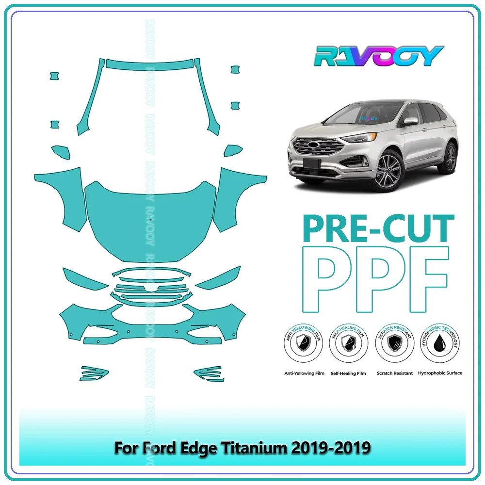 RAVOOY 8.5Mil Custom-Fit Precut TPU PPF Front Kit Clear Bra Stone Guard EU UK For Ford Edge Titanium 2019-2019