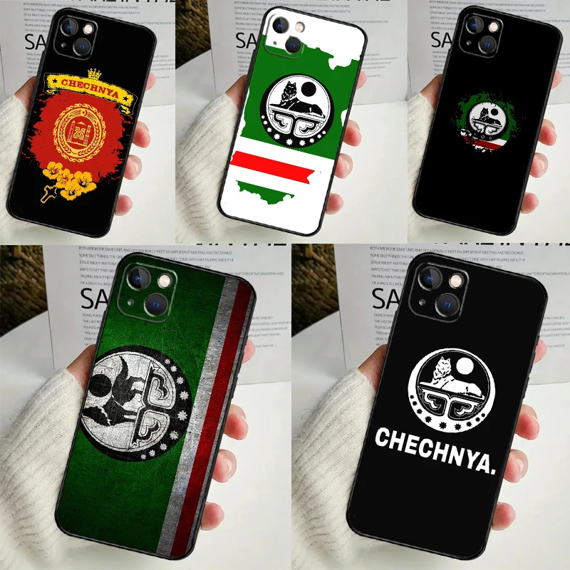 Chechnya Flag Chechen Wolf Phone Case For iPhone 14 13 12 11 16 15 Pro Max Plus Mini 7 8 X XR XS Max Soft Cover