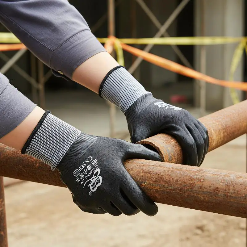 2/10 Paar Nitrilbeschichtete, öl- und wasserabweisende, rutschfeste, wasserdichte Arbeitshandschuhe für Gartenarbeiten, Reparaturen und zum Angeln. – Detail 9