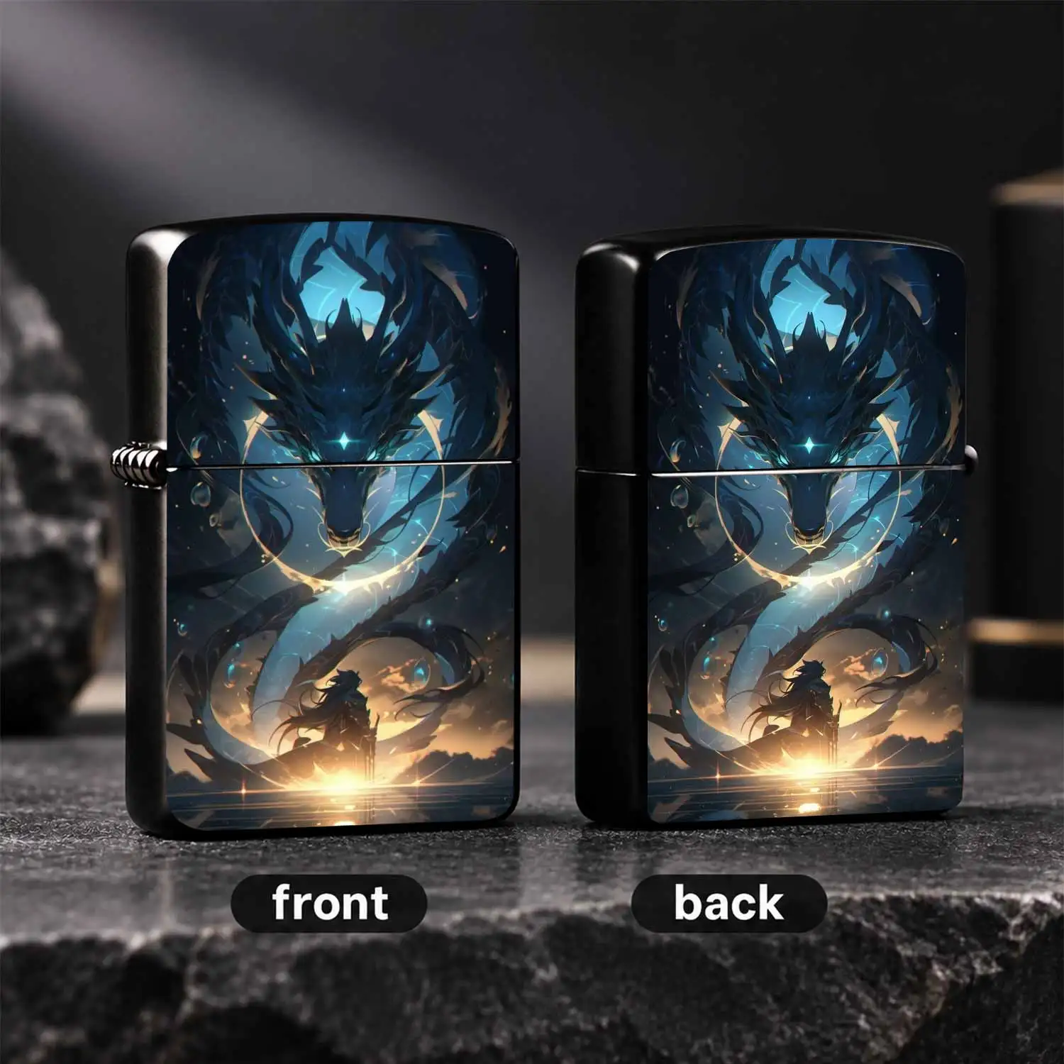 Mysterious Night Azure Dragon Creative Windproof, Cool Glow Blue Flame Eastern Dragon Themed Decorative, Exquisite Collectible Quality Ideal Gift Choice For Boyfriend And Hobbyists, Portable Durable For Daily Ignition Use A Fun And Humorous