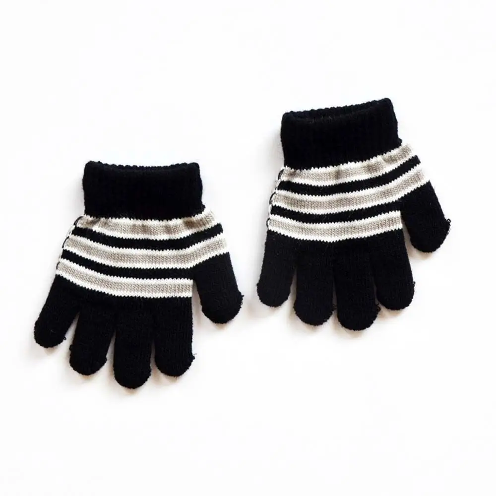 

Girls Boys Warm Outdoor Sports Soft Children Printed Stripe Thickened Finger Gloves Baby Mittens