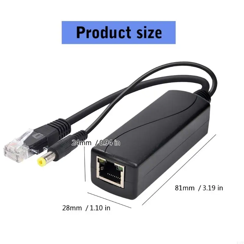 E1pf 15.4W Gigabit Poe Splitter DC5.5x2.1mm อะแดปเตอร์พลังงานสำหรับการกระจายพลังงานที่มีประสิทธิภาพในอุปกรณ์เครือข่ายสำนักงาน
