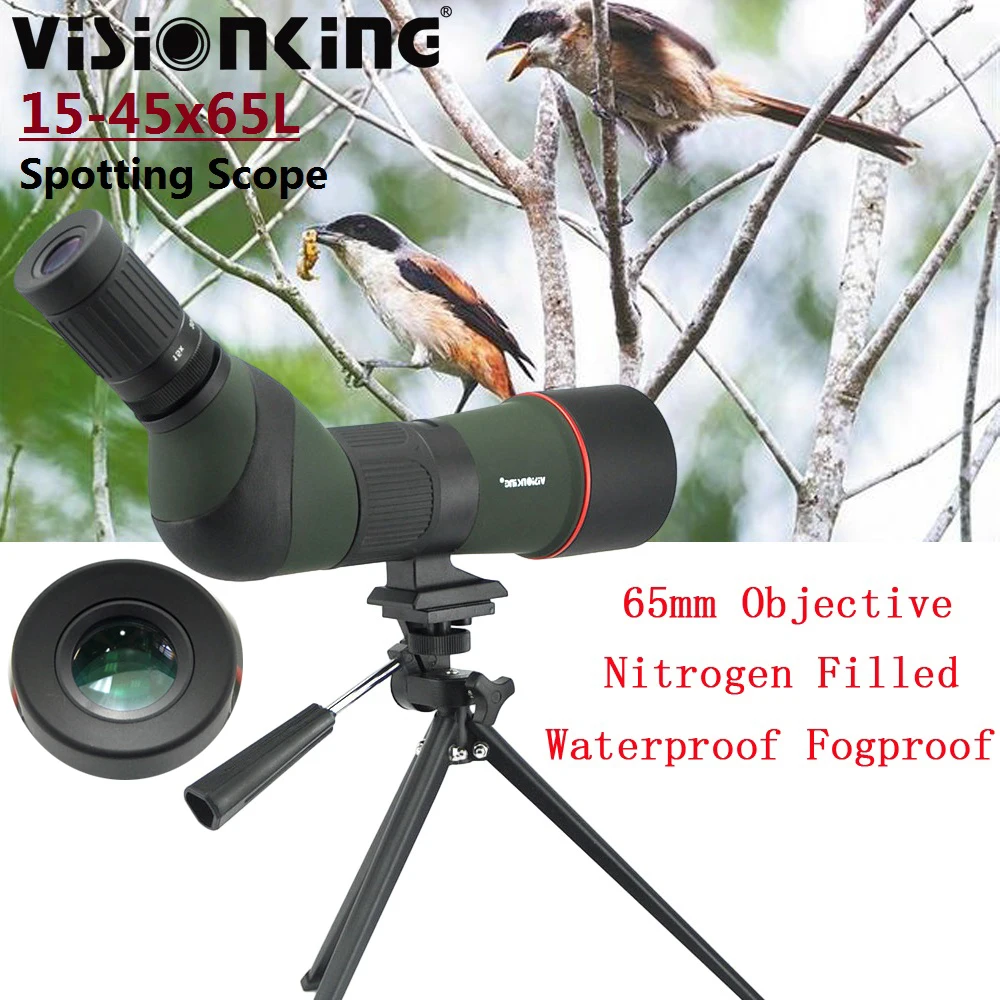 

Visionking Professional 15-45x65 Soptting Scope 45Degree Angled Long Range Target Shooting Birdwatching HD Telescope Monocular