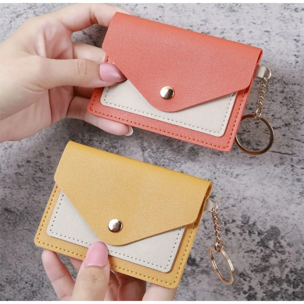 Fashion Slim Leather Wallet Business Credit Card Holder Short Purse Leather ID Card Holder Candy Color Coin Case