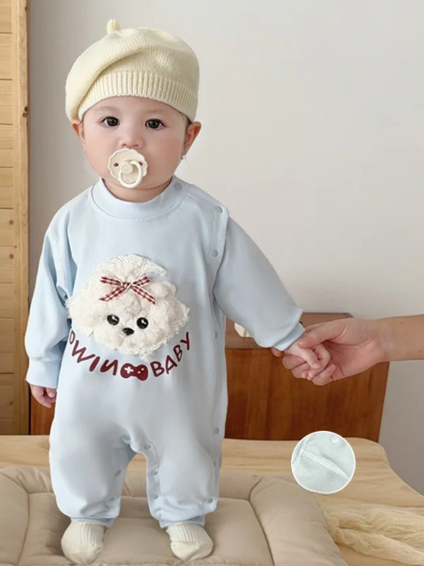 Suave Plu algodón largo Sve Baby Rer primavera otoño ex cómodo traje cálido coreano Sle redondo Ne ropa de bebé