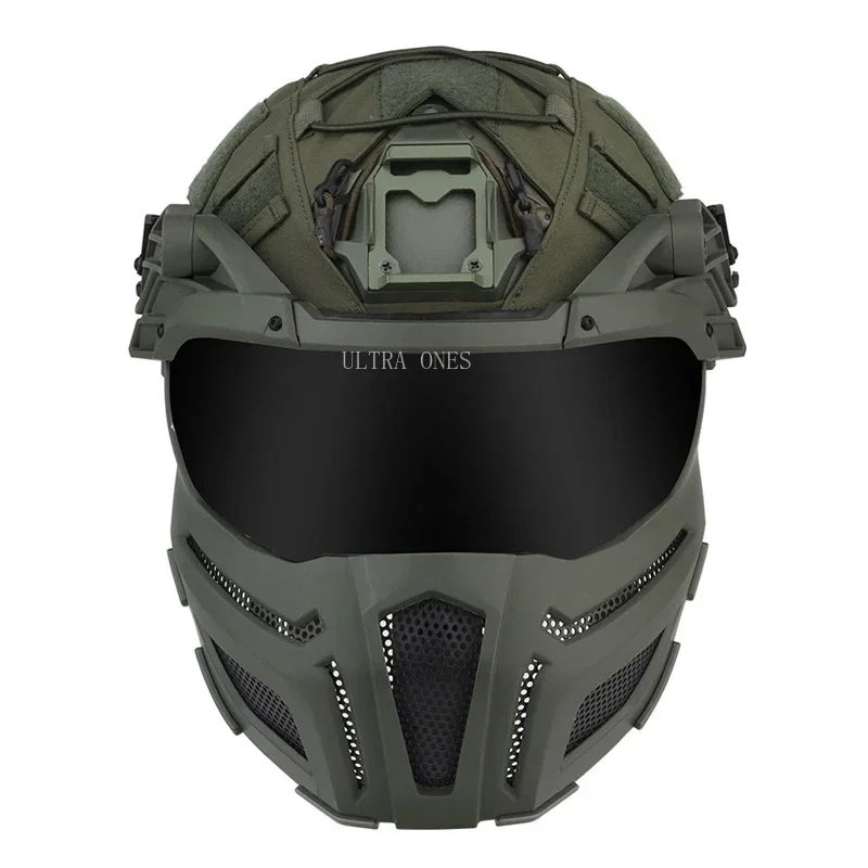 Tactical FAST Helmet Full Covered Helmets with Steel Mesh Mask / Goggles Hunting Motorcycle Cosplay Protective Gear