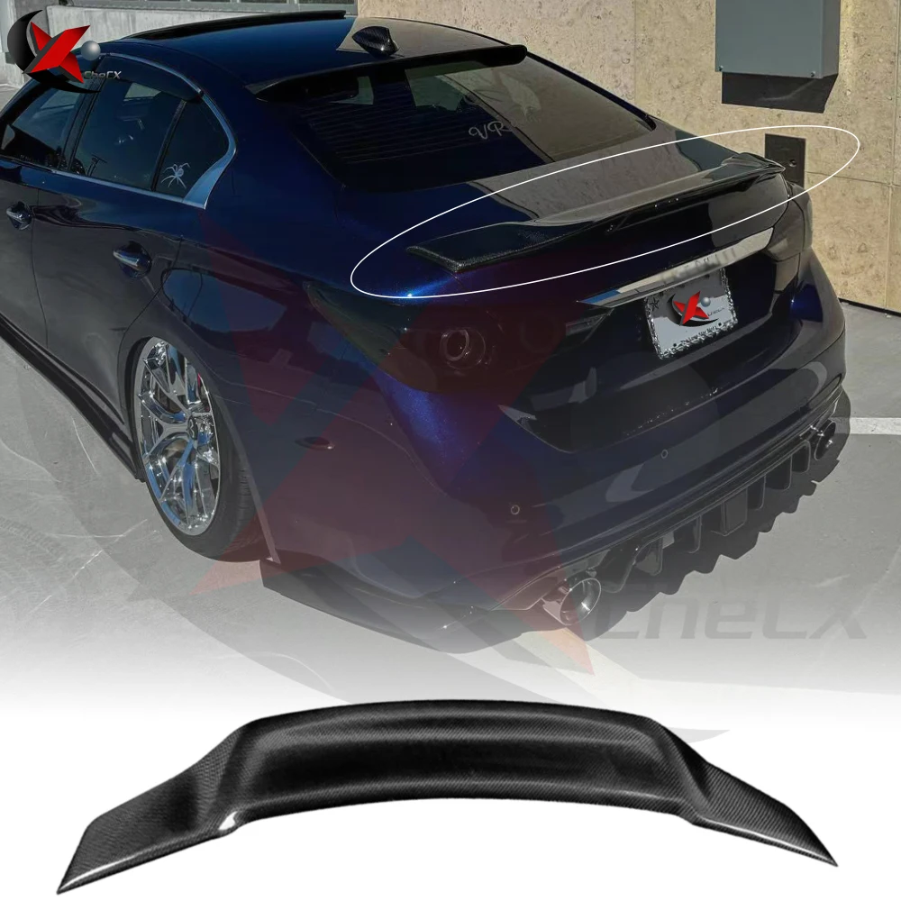 

For 2013-2023 Infiniti Q50 Q50S Q50L CT1 R Style Gloss Black Real Forged Carbon Fiber Rear Spoiler Trunk Wing FRP