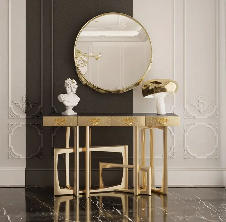 High-end solid wood porch table enters the house facing the door porch table against the wall can be stored