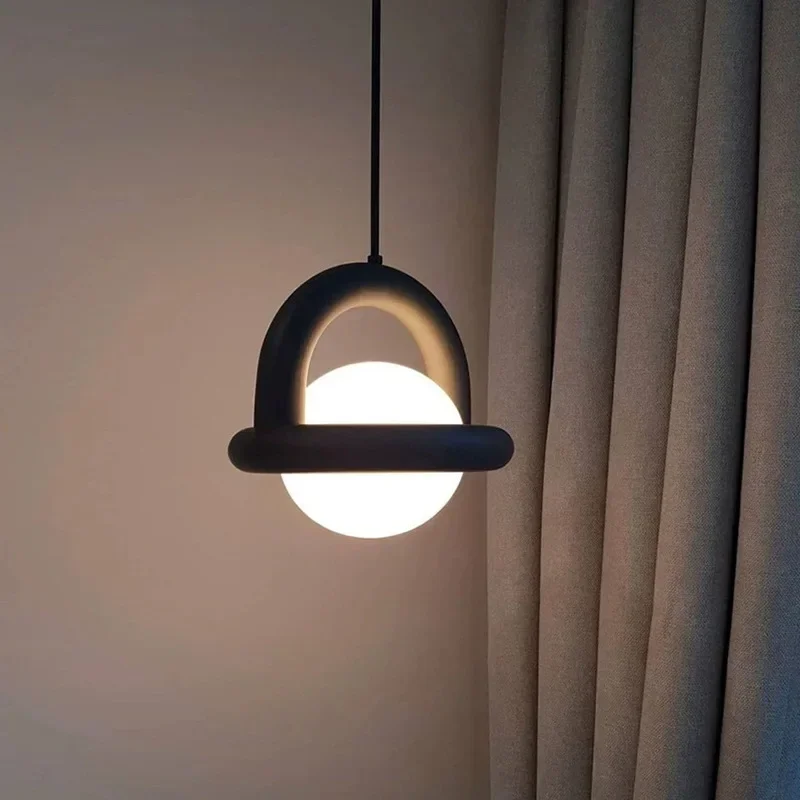 Lampu gantung Nordic, lampu gantung dekorasi rumah tangga G4 ruang makan kamar tidur, lampu gantung desain seni Sphere Nordic