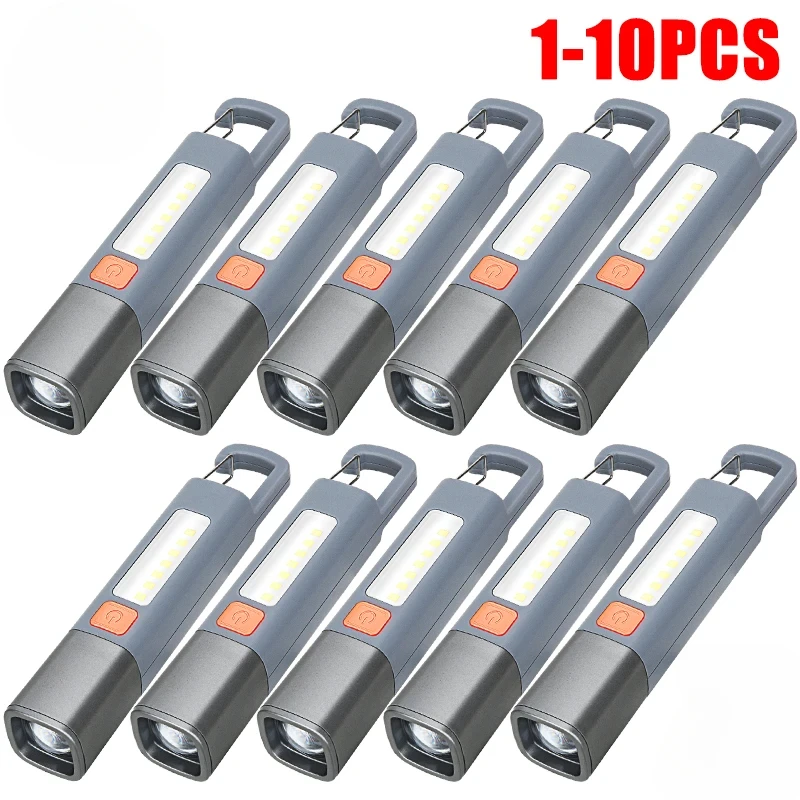 1-10PCS Super Bright LED Flashlight XPE Torch Light With Hook Camping Light USB Rechargeable Zoomable Waterproof Flashlight